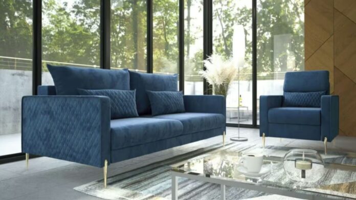 Zestaw wypoczynkowy do salonu niebieski